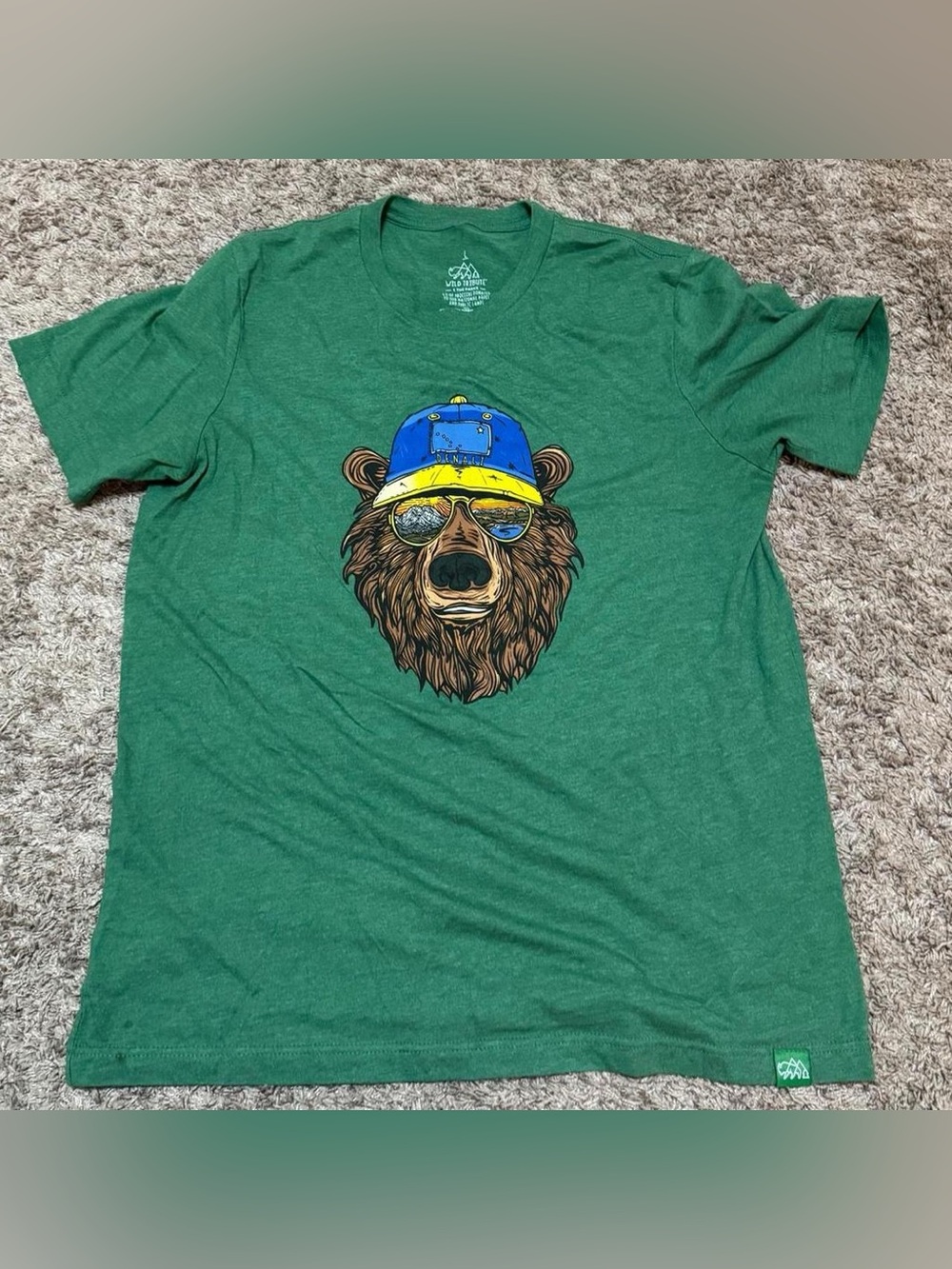 Green Wild Tribute Bear Graphic T-Shirt